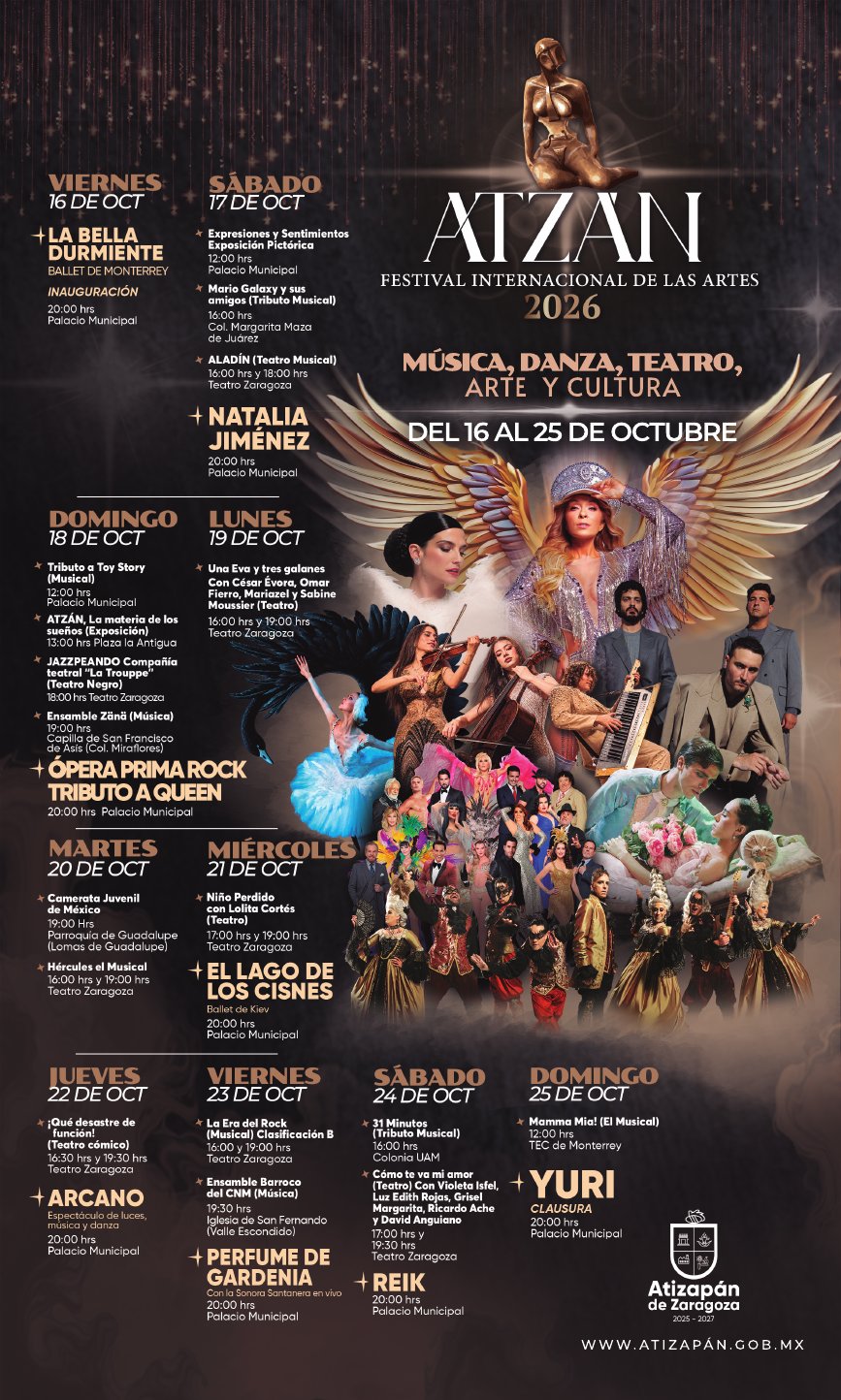 Cartelera oficial ATZÁN 2026